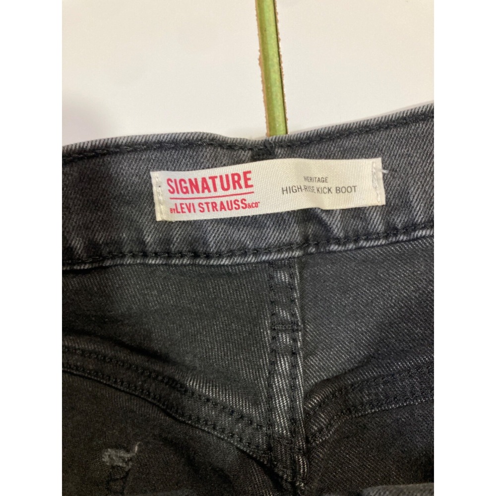 Authentic Signature Levis Denim Jeans black high rise kick boot W32X14 women - Picture 9 of 12
